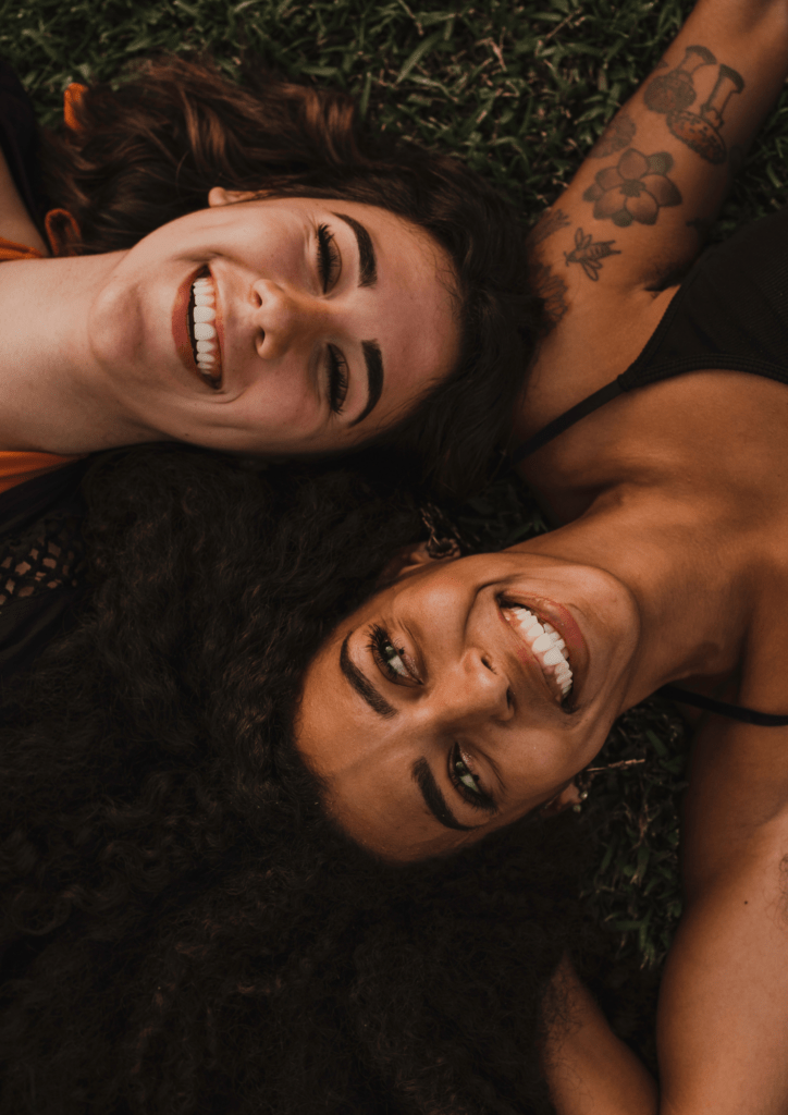 Two women smiling